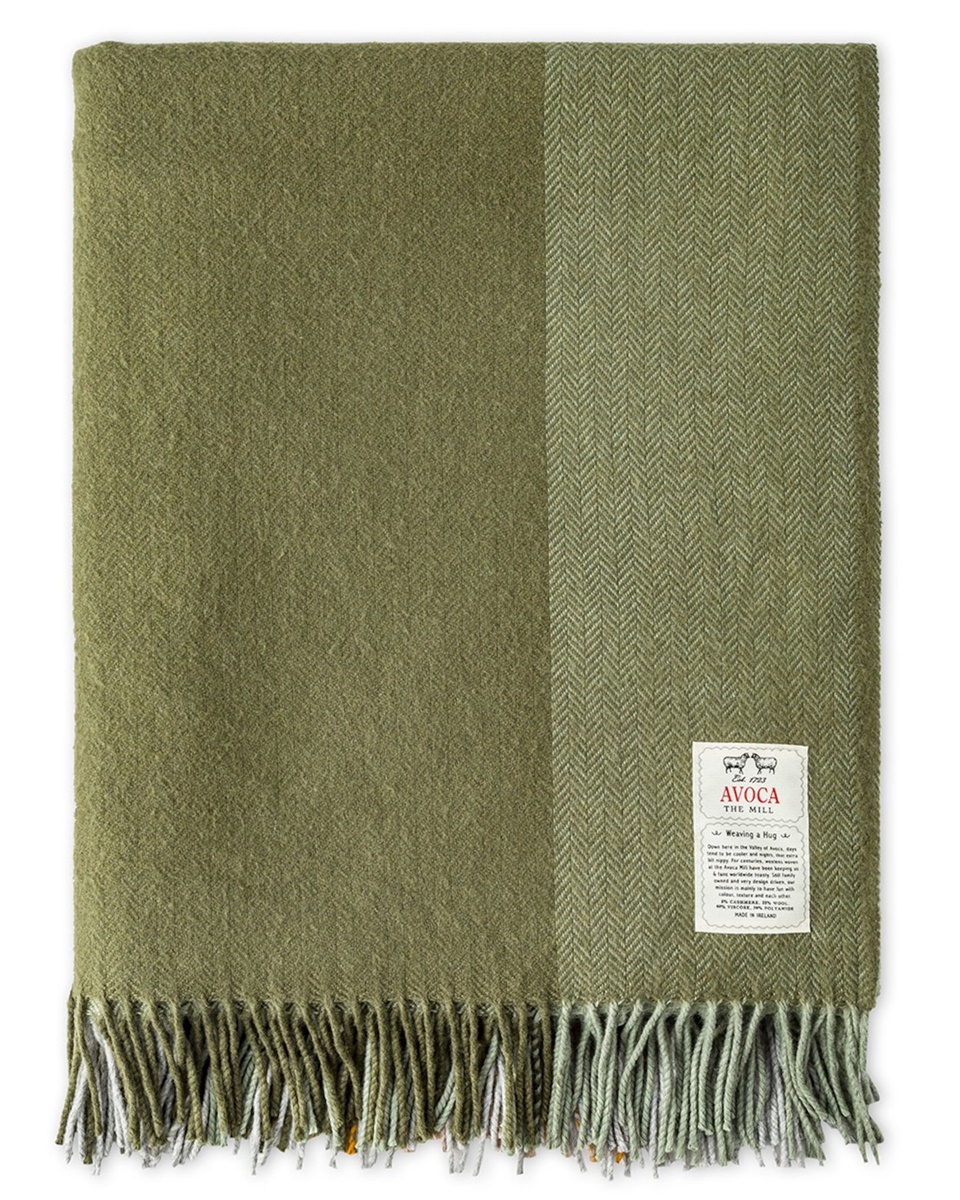 Avoca Handweavers July Bug Cashmere Blend Throw, Green Irish Jewelry