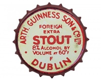 Image for Guinness Red Vintage Metal Bottle Cap Sign