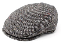 Hanna Vintage Snap Flat Cap, Grey Fleck