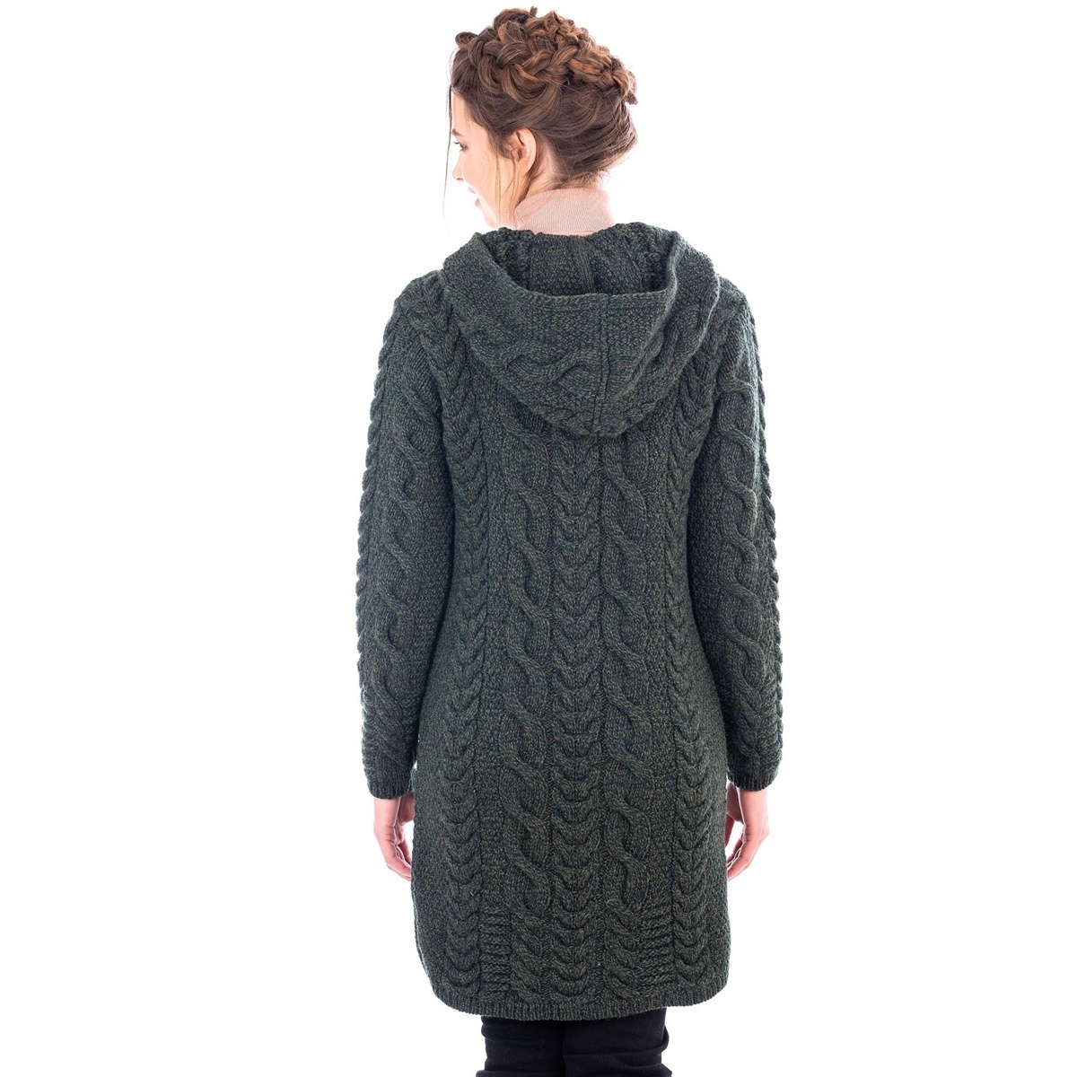 Irish Aran Cable Knit Hooded Zip 