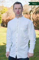 Irish Civilian Heritage Linen Grandfather Shirt , White Linen