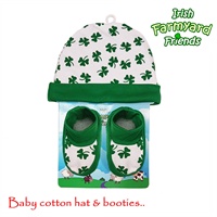 Image for Irish Shamrock Baby Hat and Booties Set