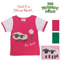 Image for Irish Baby Girl T-Shirt with Soft Fur Sheep Motif, Cerise