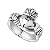 Image for The King Claddagh Ring Celtic Shank LARGE Sterling Silver