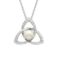 Image for Sterling Silver Trinity Knot Pearl Necklace