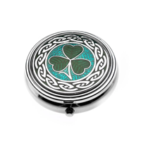 Image for Sea Gems Irish Shamrock Enamel Large Pillbox, Green