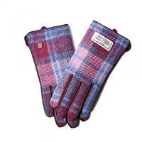 Image for Islander Ladies Gloves with HARRIS TWEED - Pink and Blue Tartan
