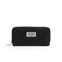 Image for Islander Long Rectangular Purse with HARRIS TWEED - Black Herringbone