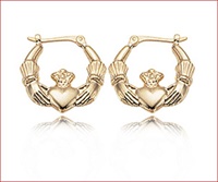 Image for 14K Small Claddagh Hoop Earrings