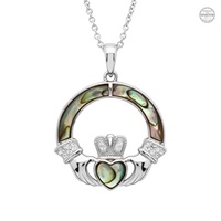 Image for Sterling Silver Claddagh with Abalone and Swarovski Necklace