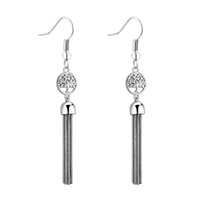 Image for Sterling Silver Tree of Life Tassel Drop Earrings