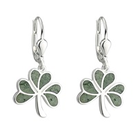 Image for Silver Connemara Marble Shamrock Drop Earrings