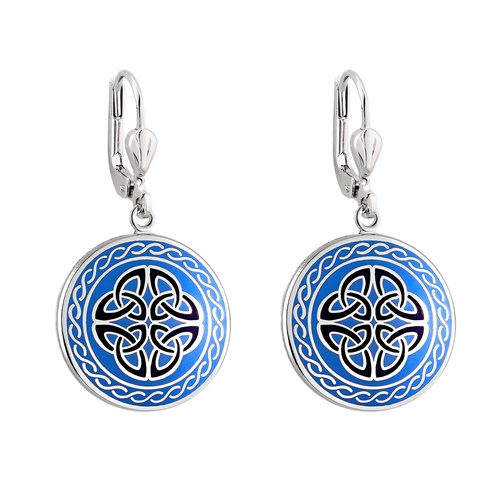 Image for Book of Kells Blue Enamel Four Trinity Knots Earrings