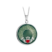 Image for Book of Kells Green Enamel Claddagh Pendant