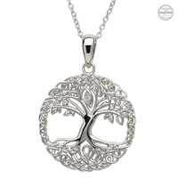 Image for Platinum Plated Tree of Life White Pendant with Swarovski Crysals