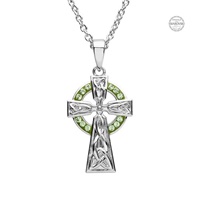 Image for Platinum Plated Cross Peridot Pendant with Swarovski Crystal