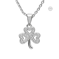 Image for Platinum Plated White Shamrock Pendant with Swarovski Crystals