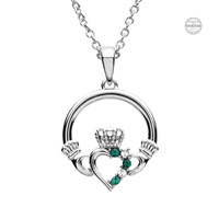 Image for Platinum Plated Green/White Claddagh Pendant