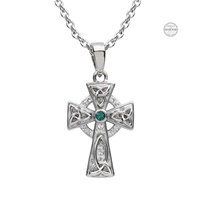 Image for Platinum Plated Green/White Cross Pendant with Swarovski Crystal