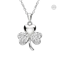 Image for Platinum Plated White Shamrock Pendant with Swarovski