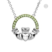 Image for Platinum Plated Peridot Claddagh Pendant