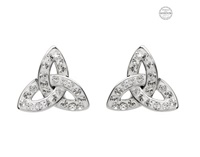 Platinum Plated White Trinity Stud Earrings with Swarovski Crystals