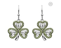 Image for Platinum Plated Peridot Shamrock Drop Earrings