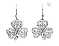 Image for Platinum Plated White Shamrock Drop Earrings