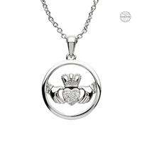 Image for Platinum Plate White Claddagh Pendant