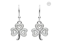 Image for Platinum Plate White Shamrock Earrings with Swarovski Crystal