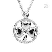 Image for Platinum Plate White Shamrock Pendant with Swarovski Crystals