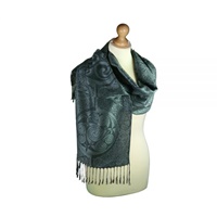 Swirl Book of Durrow Inishmore Woven Celtic Pashmina Scarf - Black