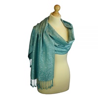 Book of Kells Inishtrahull Celtic Woven Pashmina Scarf, Blue