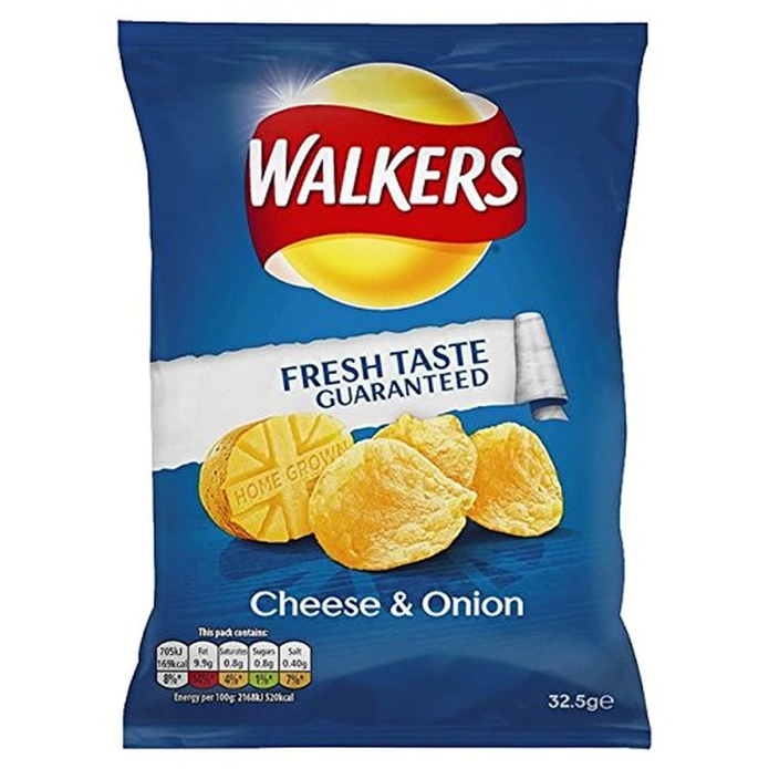 Walkers Cheese and Onion Crisps 32.5g Irish Jewelry Irish Store