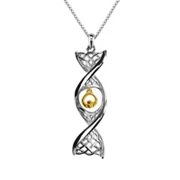 Image for Sterling Silver Celtic DNA Necklace with Yellow Gold Plate Claddagh with 18"/20" Chain