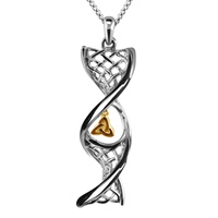 Image for Sterling Silver Celtic DNA Pendant with Yellow Gold Plated Trinity Knot with 18"/20" Chain