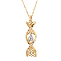 Image for 14K Yellow Gold Celtic DNA Pendant with White Gold Tree of Life with 18" Chain