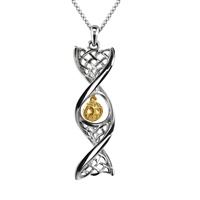 Image for Sterling Silver Celtic DNA Pendant with Yellow Gold Plated Tree of Life with 18"/20" Chain