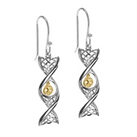 Image for Celtic DNA Sterling Silver Earrings with Yellow Gold Plated Tree of Life