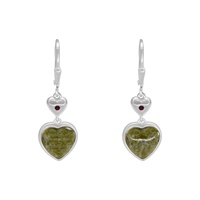 Image for Connemara Marble Silver Heart Earrings