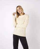 Image for Spindle Aran Cable Neck Sweater, Natural