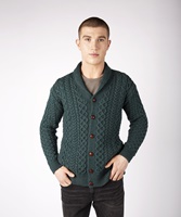 Image for Woodford Aran Irish Cardigan Sweater, Evergreen