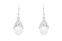 Image for Sterling Silver Trinity with Pearl/CZ Earrings
