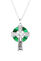 Image for Sterling Silver Cross with Malachite/CZ Pendant
