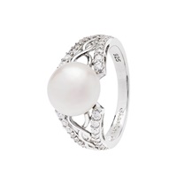 Image for Sterling Silver Trinity CZ and Pearl Ring