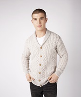 Image for Woodford Aran Irish Cardigan Sweater, Silver Marl