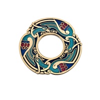 Image for Sea Gems Gold Plated Celtic Birds Round Brooch, Blue/Turquoise