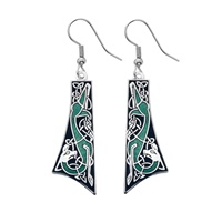 Sea Gems Celtic Dog Tie Shape Earrings, Black/Green