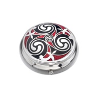 Image for Sea Gems Celtic Triskele Round Pillbox, Red/Black