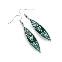 Sea Gems Celtic Long Pointed Drop Earrings, Green